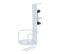 Soporte para Bebidas de Escritorio con Clip y Gancho Giratorio 360° | Metal Blanco, Abrazadera para Borde de Mesa, Estructura Antiderrame, Montaje sin Herramientas, para Gamers y Teletrabajo
