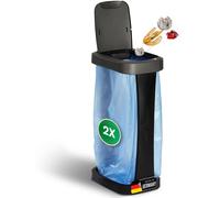 Soporte para bolsas de basura Novaliv, modelo 2x, con tapa, para bolsas de basura de 70L a 120L. Extra resistente y estable, ideal para uso en exteriores. Soporte para bolsas de basura amarillas. Cont