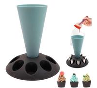Soporte para bolsas de decoración Ibenzoa® – Azul – Polipropileno, 1 soporte con 8 ranuras para boquillas de decoración, base estable de Ø19 cm, altura 17,6 cm, abertura de Ø10 cm, desmontable y apto 