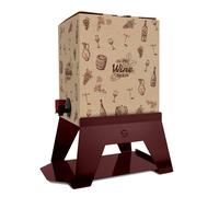 Soporte para botella de vino de 15 cm, bolsa de 5 litros, con bandeja de hierro aluminizado, diseño "Luxury Bacco" en color rojo