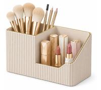 Soporte para brochas de maquillaje, organizador para cosméticos (beige)