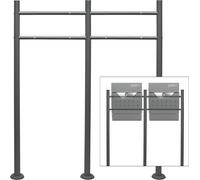 Soporte para buzón Wiltec, modelo de 2 compartimentos, color antracita, 1200 x 1000 mm. Base doble para buzones, ideal para buzones de pie. Estructura de acero para buzones de pie
