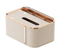 Soporte para caja de pañuelos Caja de almacenamiento pañuelos multifuncional moderna con compartimento independiente Decoración de habitaciones(Cream White)