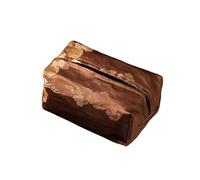 Soporte para caja de pañuelos Caja de pañuelos tela, soporte estilo chino, bolsa organizadora decorativa papel Facial con estampado Floral Retro Decoración de habitaciones(Brown)