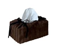Soporte para caja de pañuelos Organizador decorativo de la caja del tejido poliéster cordón con el tenedor elegante servilleta ajuste las borlas Decoración del hogar(Coffee)