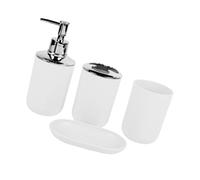 Soporte para cepillo de dientes, bandeja dispensadora de jabón y almacenamiento de encimera, juego moderno de decoración de baño