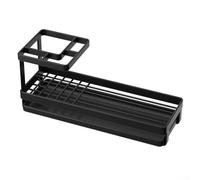 Soporte para cepillo de dientes de acero al carbono organizador de baño con bandeja extraíble para cepillos eléctricos - Almacenamiento de rejilla múltiple 26 x 16 cm (soporte (negro)