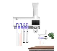 Soporte para cepillo de dientes UV, Dispensador de cepillo de dientes UV,4 ranuras para cepillos de dientes Soporte para cepillos de dientes con luz UV | Dispensador exprimidor de pasta de dientes, ex