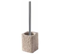 Soporte para cepillo de inodoro Gedy modelo Aries, color beige, fabricado en resina y arena, con mango cromado, dimensiones: 10,5 x 10,5 x 40 cm