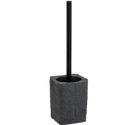 Soporte para cepillo de inodoro Unyqoos® de diseño elegante, color gris con aspecto de piedra natural, fabricado en polirresina, con diseño abierto, dimensiones 11,2 x 37 x 10 cm, ideal para ahorrar e