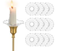 Soporte para cera de velas, protector contra goteos, vidrio: 12 unidades. Protectores contra goteos vintage, vasos para velas, anillos para velas de pilar