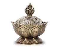Soporte para Cono De Incienso, 2x2In Quemador De Incienso De Loto Vintage De Bronce Soporte para Bobina De Carbón De Cono En Polvo Soporte Incensario para Incienso para Yoga Meditación Aromaterapia