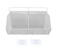 Soporte para contenedor de pared estilo rejilla sobre rejilla de acero, almohadilla de montaje sin taladros (Blanca)