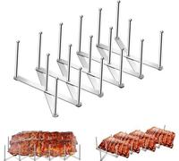 Soporte para costillas de acero inoxidable Unyqoos® Yangbaga: soporte ajustable para 4 costillas normales o 2 costillas largas, de 7 a 53 cm de largo, 16,5 cm de ancho y 10 cm de alto, apto para lavav