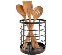 Soporte para cubiertos metálico Ibenzoa® con diseño de alambre abierto – Organizador de cocina, color mate, resistente a la corrosión, para utensilios de cocina, 15,2 x 15,2 x 17,8 cm