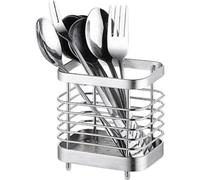 Soporte para cubiertos y organizador para el fregadero Unyqoos® de acero inoxidable 304, color plateado. Ideal para guardar cuchillos, tenedores, cucharas y utensilios de cocina. Dimensiones: 75 x 100