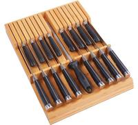 Soporte para cuchillos de bambú Unyqoos® – Organizador de cuchillos para 16 cuchillos y 1 afilador, apto para cuchillos de carne con mango grande, 16,5 x 12,2 x 2 inch
