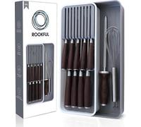 Soporte para cuchillos Unyqoos® para cajón: organizador de cuchillos de 2 niveles, que ahorra espacio, con cajón lateral extraíble, fabricado en poliestireno resistente a golpes, para hasta 9 cuchillo