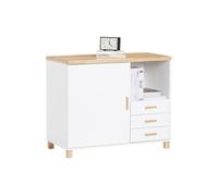 Soporte para impresora con 1 puerta armario de oficina mesa auxiliar con 3 cajones y 1 compartimento abierto 90 x 45 x 75 cm ask07-wn sobuy es 75 cm