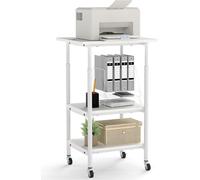 Soporte para impresora de 3 niveles de COSTWAY, carro para impresora con superficies de almacenamiento y ruedas, carro de almacenamiento móvil, soporte para máquinas, 49 x 40 x 77 cm, blanco