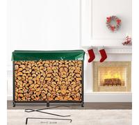 Soporte para leña, modelo de 8 pies, para uso en exteriores, color . Estante de acero para leña, soporte para leña con capacidad de carga de 1300 libras, y juego de herramientas para chimenea, incluye