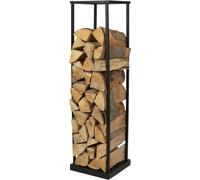 Soporte para Leña, Porta Leña, Estante para Leña de Chimenea, Leñero Interior y Exterior de Metal, Estanteria de Almacenamiento de Madera para Hogar, Negro - Urban Living