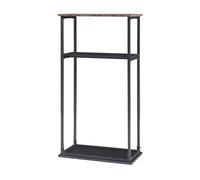 Soporte para leña turku con 2 estantes acero y aglomerado 112 x 60 x 30 cm - negro efecto madera oscura [en.casa]
