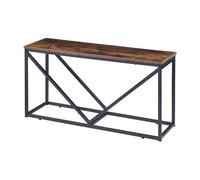 Soporte para leña vaasa con estante (banco) acero y aglomerado 50 x 100 x 30 cm - negro y efecto madera oscura [en.casa]