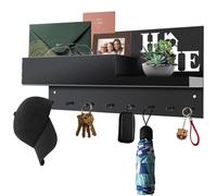 Soporte para llaves de acero inoxidable - Panel para llaves con estante - Panel de pared para llaves - Organizador de llaves con 8 ganchos - Repisa para correo - Fácil de montar