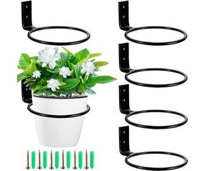 Soporte para macetas de pared de 6 piezas – Colgadores para plantas – Maceta colgante – Soporte para macetas en forma de anillo – Colgador para plantas de metal – Anillo para sujetar plantas – Soporte