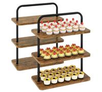 Soporte para magdalenas, expositor de madera de 3 niveles para 50 cupcakes, diseño rústico, ideal para fiestas, bodas, Navidad y baby showers, juego de 2