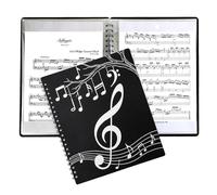 Soporte para música de hojas - 40 bolsillos para álbum de almacenamiento, encuadernación espiral de 80 páginas con fundas transparentes, resistente al agua premium, diseño de pantalla plana, para