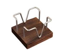 Soporte para notas adhesivas de madera de nogal, dispensador de bloc de | Base de madera de nogal negro maciza combinada con un marco de alambre de hierro negro duradero para una estética elegante