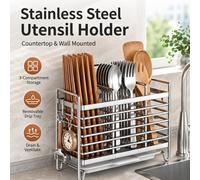 Soporte para palillos de acero inoxidable, organizador de cubiertos de cocina, rejilla de drenaje, cesta de almacenamiento para cucharas y tenedores para el hogar, 1 ud. 2grids