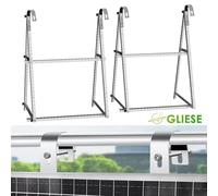 Soporte para panel solar de 4 unidades, 118 cm, reforzado, para barandillas, balcones, con ángulo de inclinación de 0° a 90° y gancho redondo