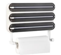Soporte para papel de cocina con cortador de film y dispensador de rollos de cocina