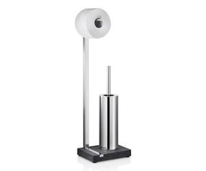 Soporte para papel higiénico con escobilla MENOTO, 65 cm, acero inoxidable pulido, Blomus