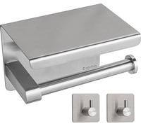 Soporte para papel higiénico de acero inoxidable cepillado, incluye 2 toalleros, autoadhesivo. Set de baño: soporte para papel higiénico