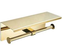 Soporte para papel higiénico dorado Unyqoos® con doble barra, apertura lateral derecha, base antideslizante, montaje sencillo, para rollos estándar