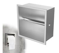 Soporte para papel higiénico empotrado, acero inoxidable, 17 x 17 x 8,6 cm. Ahorra espacio. Ideal para baños pequeños. Accesorios de baño. Reemplazo rápido. Porta papel higiénico