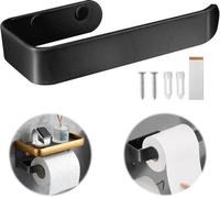 Soporte para papel higiénico Ibzoa® de aleación de aluminio, 18 cm – Diseño abierto en forma de U, sin necesidad de taladrar, con adhesivo 3M o con tornillos, antideslizante, distancia de la pared: 8 