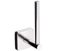 Soporte para papel higiénico Quattro, vertical, autoadhesivo, fabricado en acero inoxidable V2A 18/10, forma cuadrada, para montaje en pared, pulido, fabricación europea, garantía de 20 años