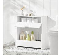 Soporte para papel higiénico SoBuy, armario de baño, estantería blanca para encastrar, muebles de baño, armario de baño de pie de madera, 20 x 55 x 60 cm