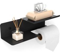 Soporte para papel higiénico Unyqoos® con doble compartimento – Metal, 30x10x8 cm, , con espacio para toallitas húmedas, de un solo lado abierto, para fijar con tornillos o con adhesivo