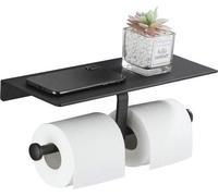 Soporte para papel higiénico Unyqoos® con espacio de almacenamiento: doble capacidad para rollos, fabricado con material de alta calidad y acabado mate, montaje sin necesidad de taladrar, compatible c