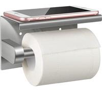 Soporte para papel higiénico Unyqoos® con espacio de almacenamiento para el baño, fabricado en acero inoxidable SUS304, para fijar en la pared mediante adhesivo o tornillos, incluye kit de montaje y t