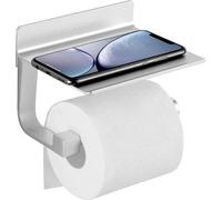Soporte para papel higiénico Unyqoos® con espacio de almacenamiento y compartimento para teléfono móvil, acero inoxidable SUS-304, color plateado, sin necesidad de taladrar: se instala con clavos o co