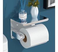 Soporte para papel higiénico Unyqoos® de acero inoxidable 304, color plateado, 13,5 x 10 x 10 cm. Se instala sin necesidad de taladrar, con cinta adhesiva 3M o con tornillos (material de montaje inclu