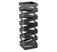 Soporte para paraguas de acero, color mate, con dimensiones de 15,5 x 15,5 x 49 cm, y con ganchos para paraguas plegables