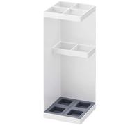 Soporte para paraguas de acero compacto Unyqoos®, color blanco. Diseño que ahorra espacio, ideal para recibidores y pasillos estrechos, con 4 compartimentos separados para guardar paraguas largos y pl